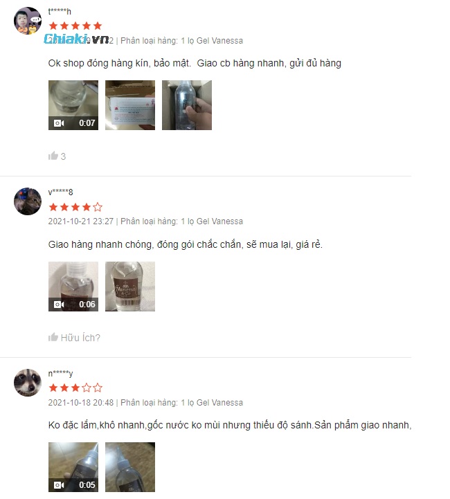 Gel vanessa 200ml review từ người d&ugrave;ng