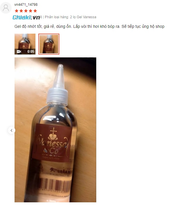 Gel vanessa 200ml review từ người d&ugrave;ng