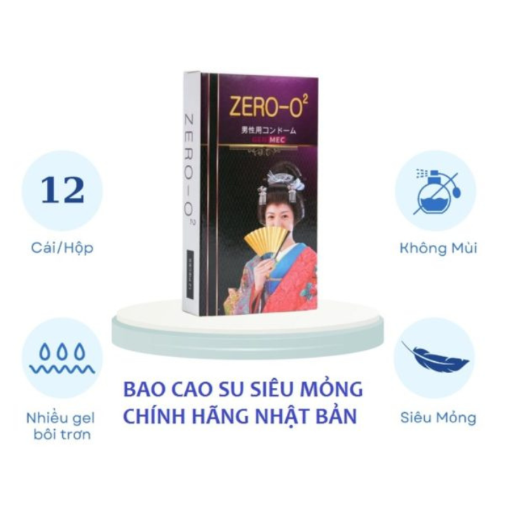 Hộp 12 Chiếc - Bao Cao Su Nhật Bản ZERO-O2 Siêu Mỏng