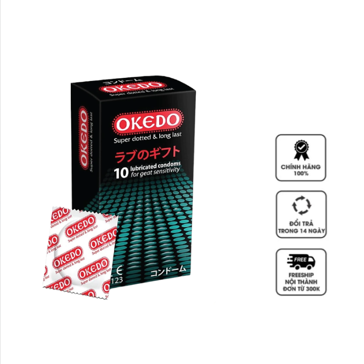 Hộp 10 Chiếc Bao Cao Su Okedo Super Dotted & Long Last