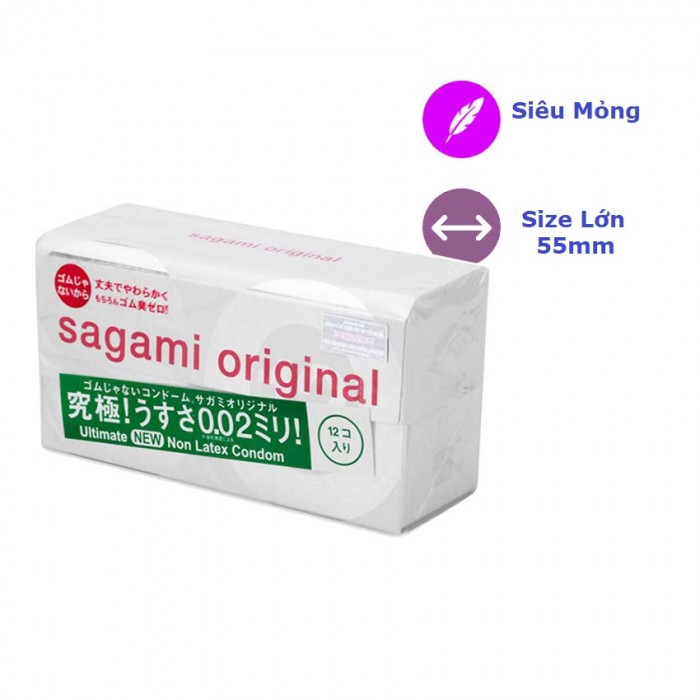 Bao Cao Su Size 55mm Si&ecirc;u Mỏng Sagami Original 0.02 Nhật Bản H12 1
