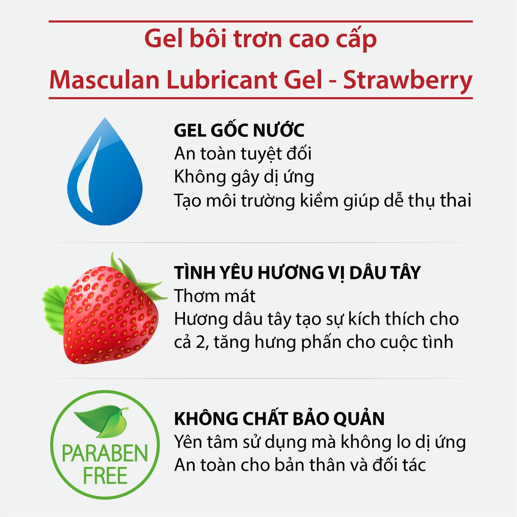 gel bô.i trơ.n Cao Cấp Hương Dâu Masculan Strawberry Nhập Khẩu Đức 2