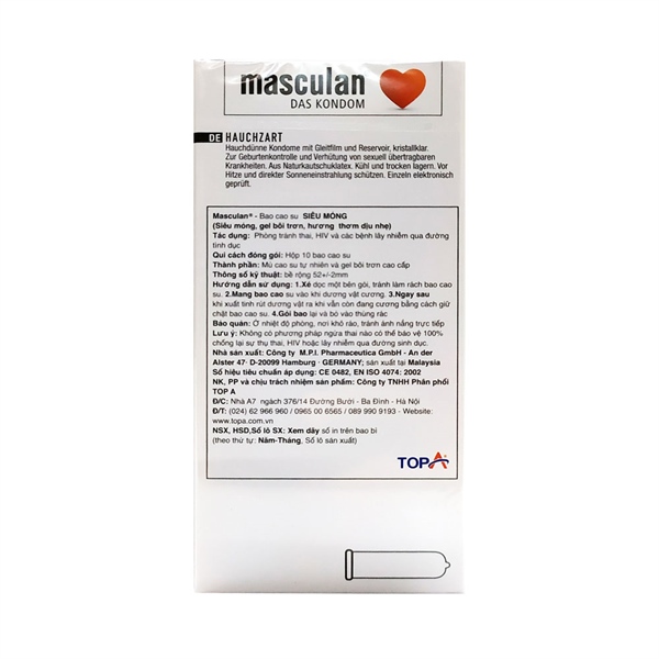 Bao Cao Su Masculan Pur Của Đức Hương Thơm Vani 10s 2