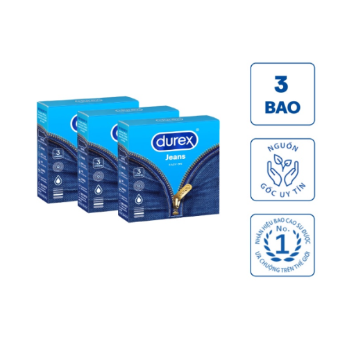 Bao Cao Su Durex Jeans Easy On Nhiều Chất B&ocirc;i Trơn Combo 3 1